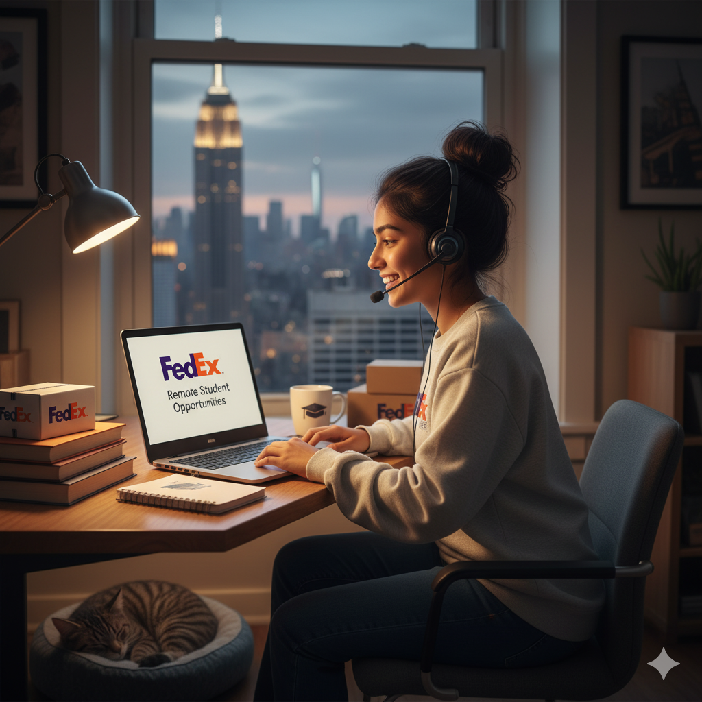 Are there any entry-level FedEx work-from-home jobs for students in New York?