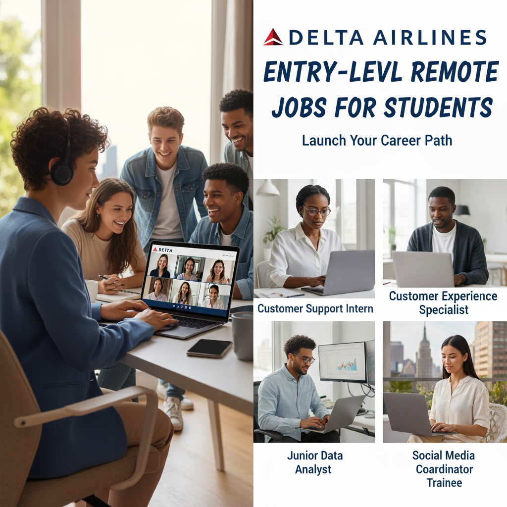 Are there any entry-level remote jobs at Delta Airlines suitable for students in New York?