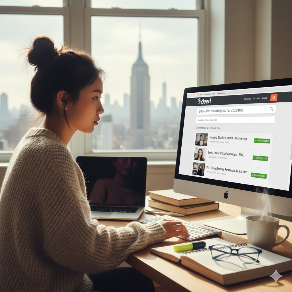 Are there any entry-level remote jobs on Indeed for students in New York?