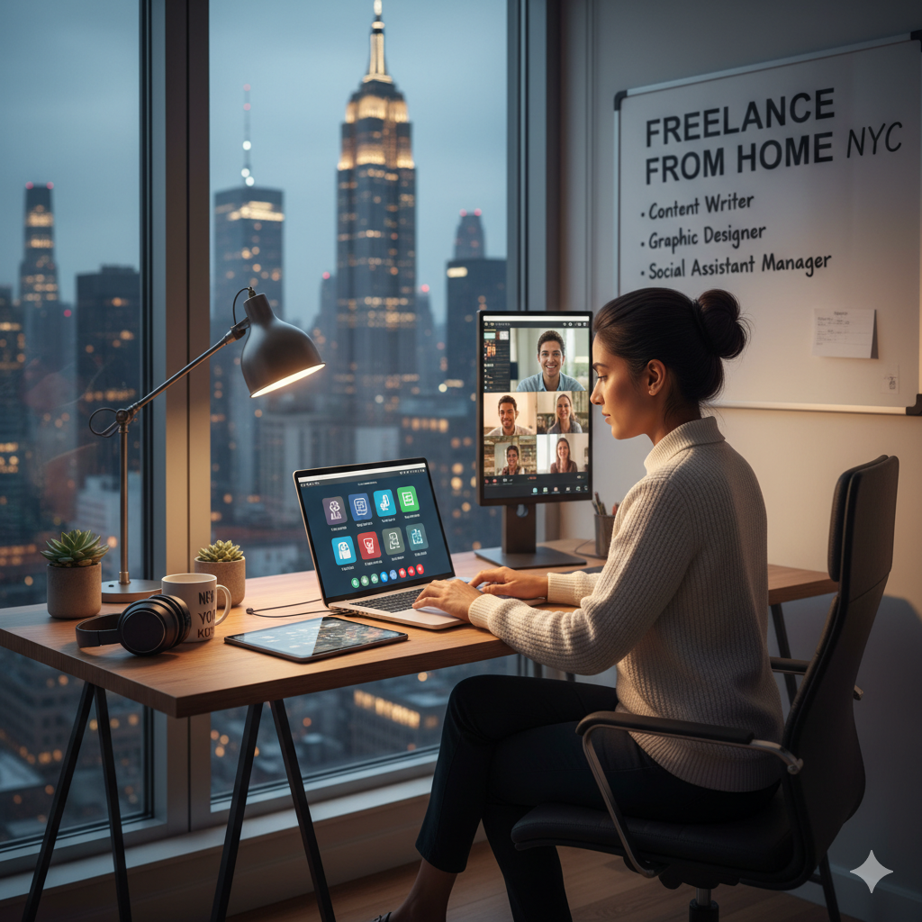 What kind of freelance jobs can I do from home in New York?